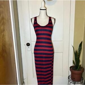 Red Blue Striped Charlotte Russe Maxi Dress Size Medium